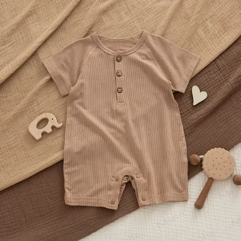 Baby -Modal-Strampler mit Gerippt, Knöpfen und Tier - Kaffee - 18-24M - image 3