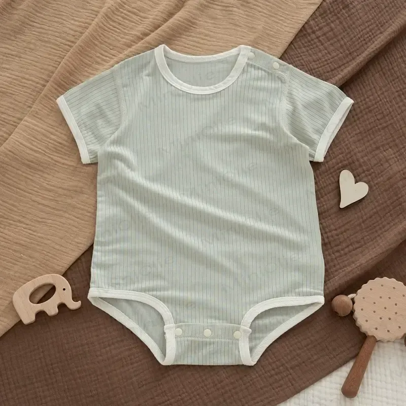 Baby -Modal-Strampler mit Gerippt, Knöpfen und Tier - Grüner Bodysuit - 18-24M - image 6