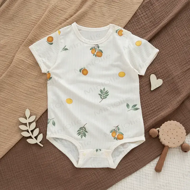 Baby -Modal-Strampler mit Gerippt, Knöpfen und Tier - Weißer Zitronen Bodysuit - 18-24M - image 8