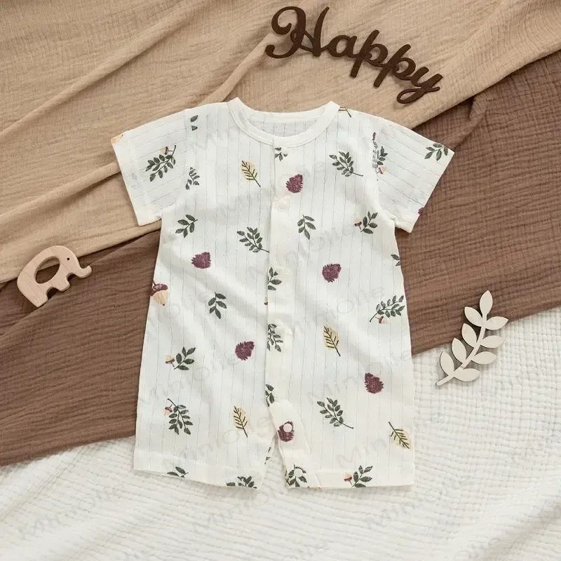 Baby -Modal-Strampler mit Gerippt, Knöpfen und Tier - Weiße Eichel - 18-24M - image 10