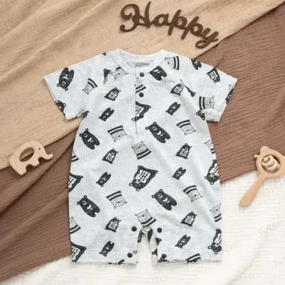 Baby -Modal-Strampler mit Gerippt, Knöpfen und Tier - Grau - 18-24M - image 16