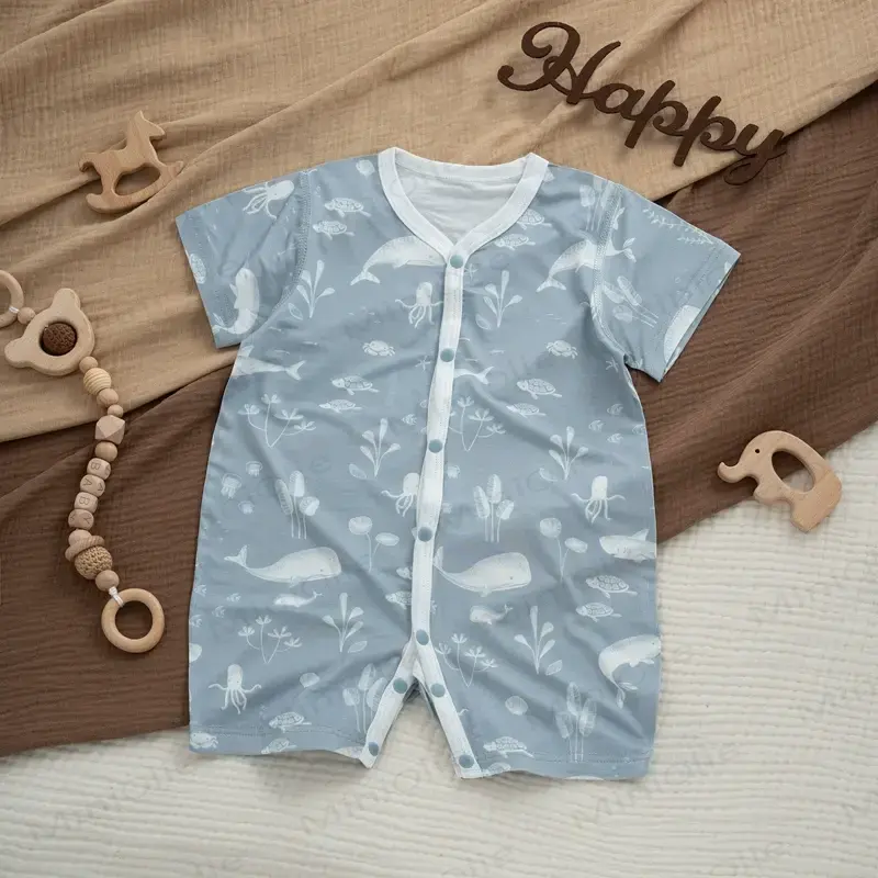 Baby -Modal-Strampler mit Gerippt, Knöpfen und Tier - Blau - 18-24M - image 18