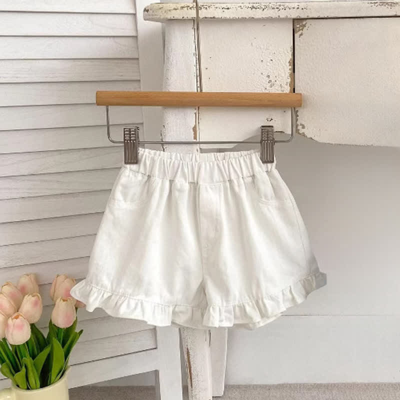 Baby Mädchen Shorts , Einfarbig, mit Rüschensaum - Weiß - 2-3J - image 2