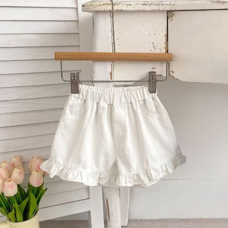 Baby Mädchen Shorts , Einfarbig, mit Rüschensaum - Weiß - 2-3J - image 2