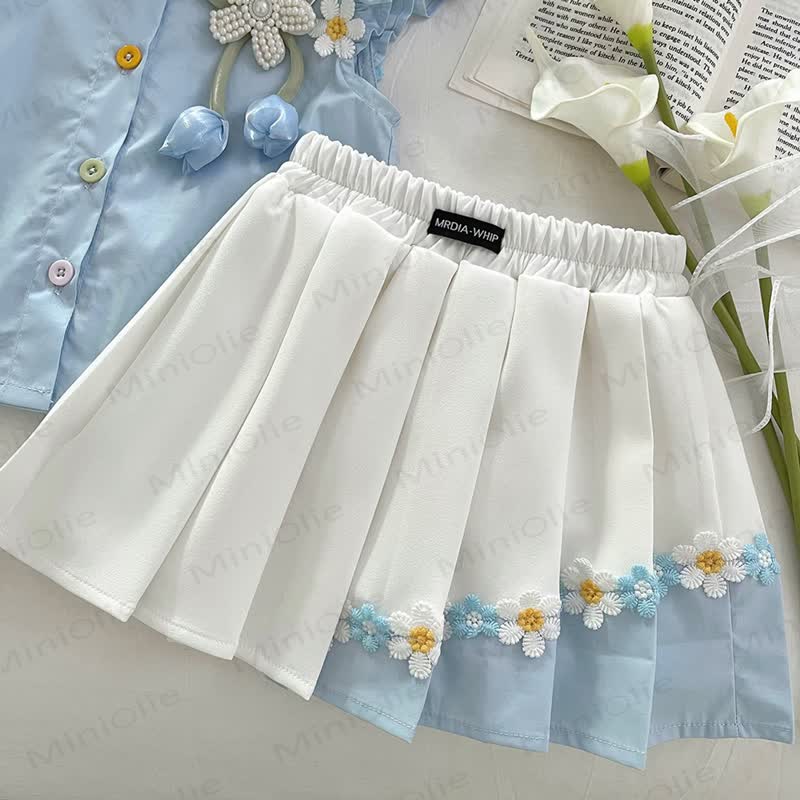 Kleinkind Mädchen Gänseblümchen Blau Ärmelloses Set - image 4