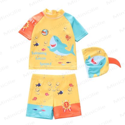 Zweiteiliges Set mit Schwimmen : Bademode mit Tier für Kleinkind-Jungen - Gelb Hai - 4-5J - image 6