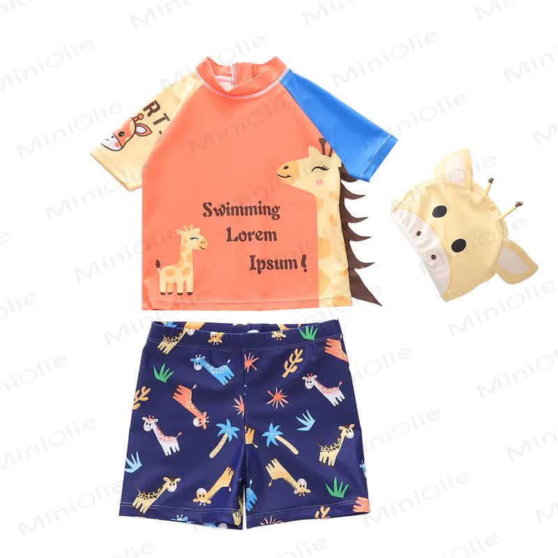 Zweiteiliges Set mit Schwimmen : Bademode mit Tier für Kleinkind-Jungen - Orange - 4-5J - image 2