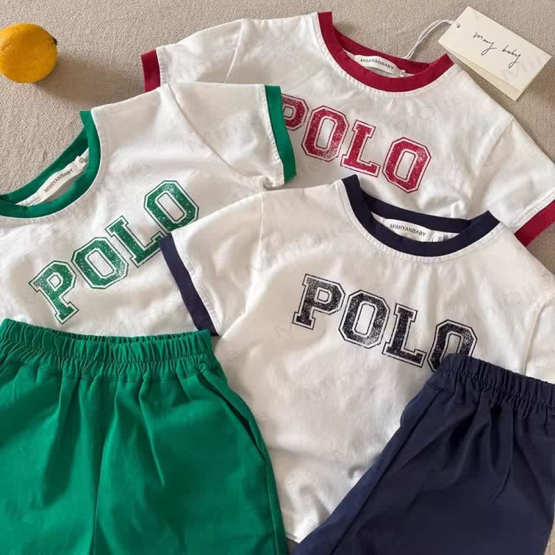 2-teiliges Set aus Baumwoll- T-Stück mit Slogan und Shorts für Kleinkind - image 1