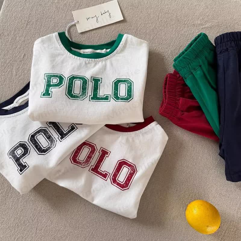 2-teiliges Set aus Baumwoll- T-Stück mit Slogan und Shorts für Kleinkind - image 5