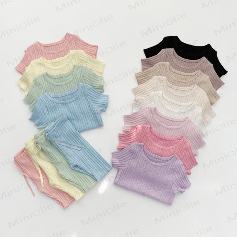 Baby und Kleinkind -Loungewear Set aus Gerippt Baumwolle: Spitze und Hose, 2-teilig - image 1