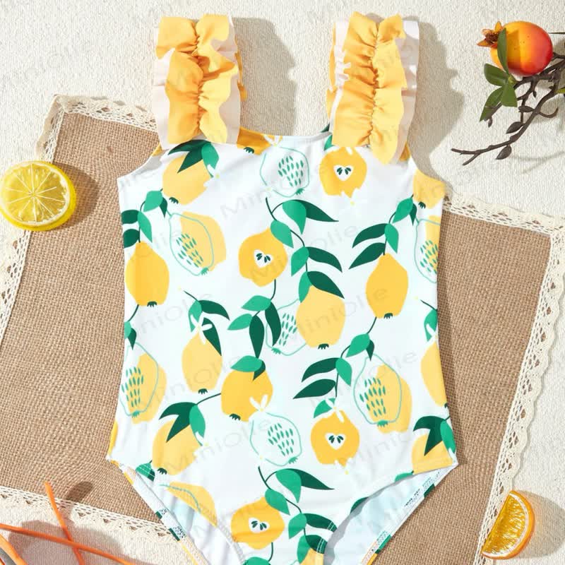 Rüschen Bodysuit für Kleinkind-Mädchen - Weiße Zitrone - 4-5J - image 8