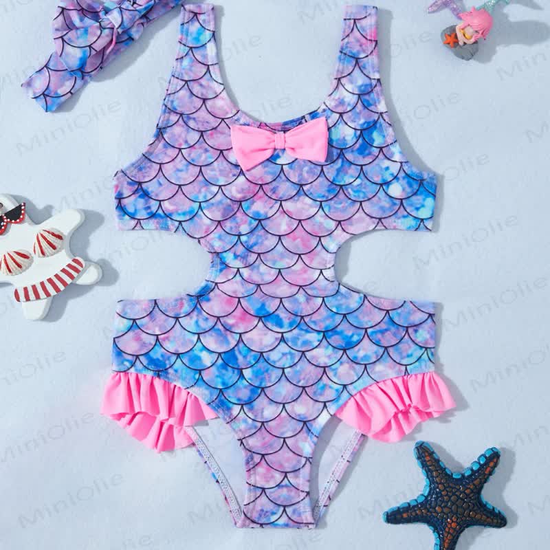 Rüschen Bodysuit für Kleinkind-Mädchen - Schuppen des Blau Schleife - 4-5J - image 11