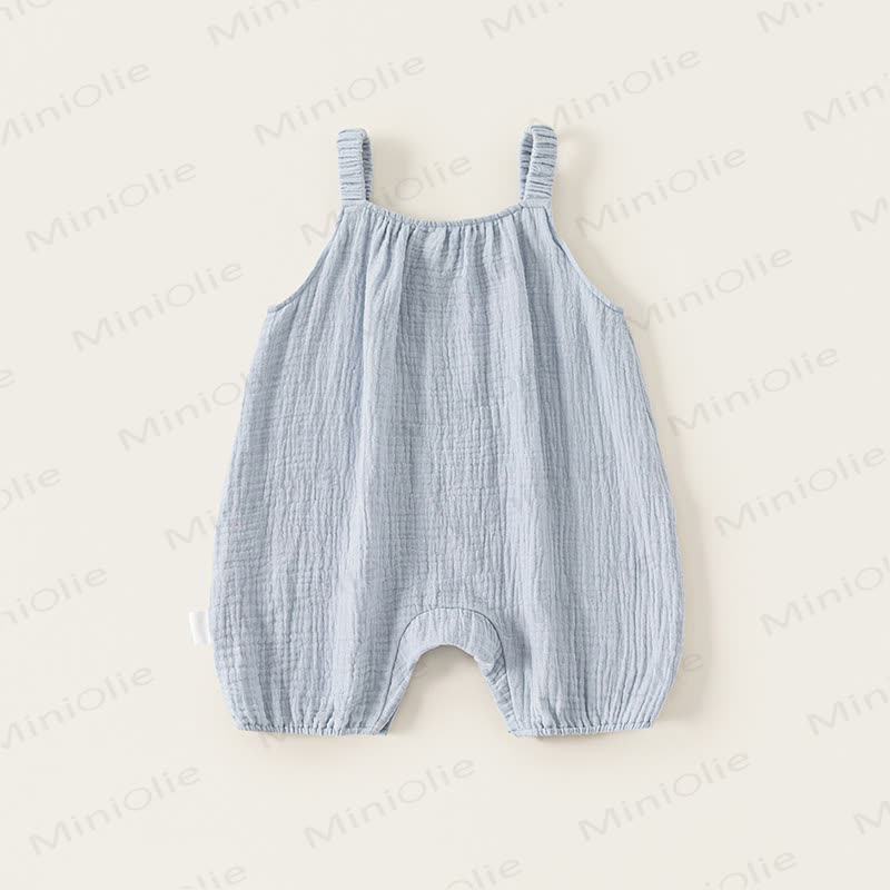Baby Baumwoll-Strampler in Blau, Crinkle-Pfirsich, Stickerei und Strampler - image 2