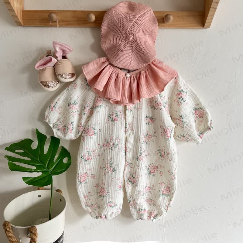 Baby Mädchen Strampler mit Vintage Blumen und Strampler - Rosa - 18-24M - image 2