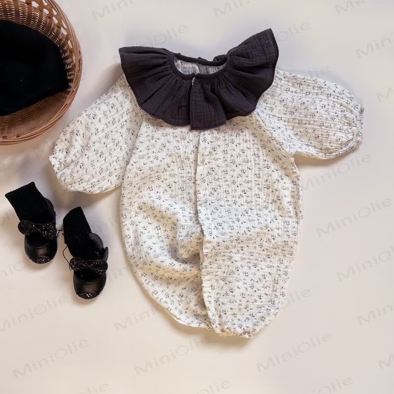 Baby Mädchen Strampler mit Vintage Blumen und Strampler - Dunkelgrau - 18-24M - image 3