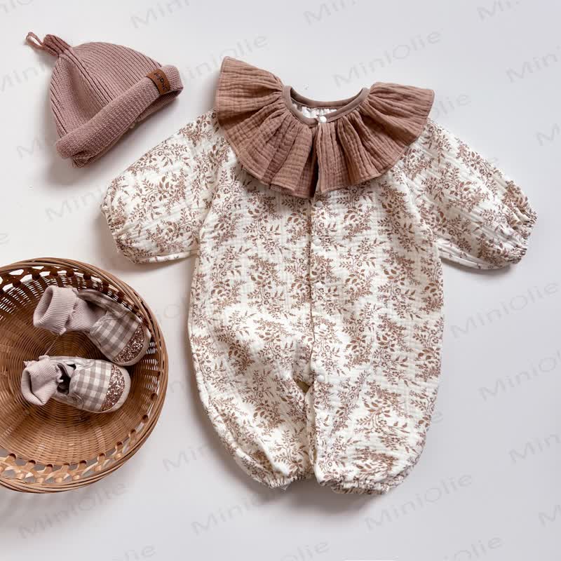 Baby Mädchen Strampler mit Vintage Blumen und Strampler - Beige - 18-24M - image 4