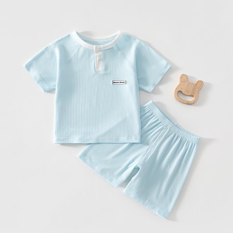 Zweiteiliges Set aus Gerippt Sommer und Shorts für Baby - Blau - 4-5J - image 4