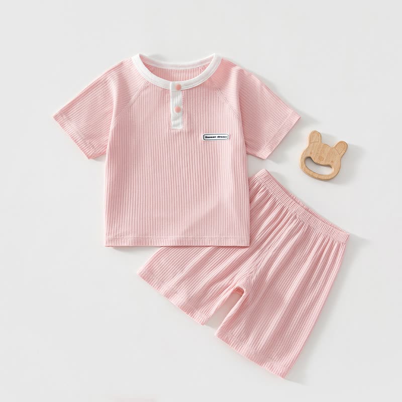 Zweiteiliges Set aus Gerippt Sommer und Shorts für Baby - Rosa - 4-5J - image 3