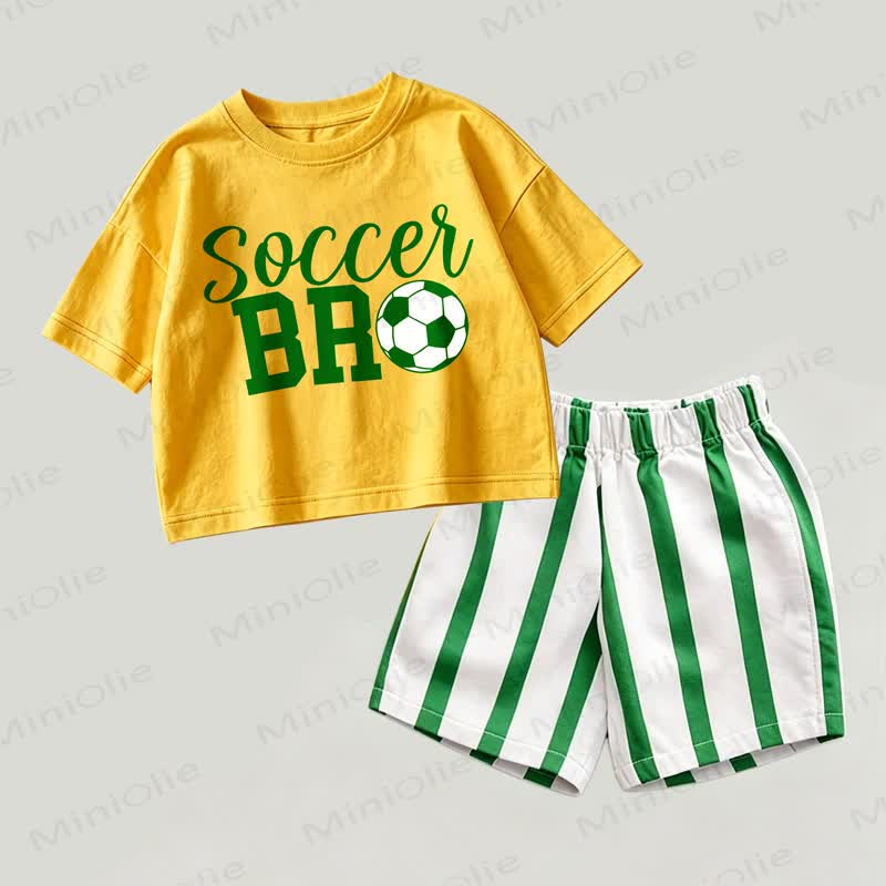 SOCCER BRO Baby Gelb-Grünes Spitze und Streifen Shorts 2-teiliges Set - Gelb & Grün - 2-3J - image 1