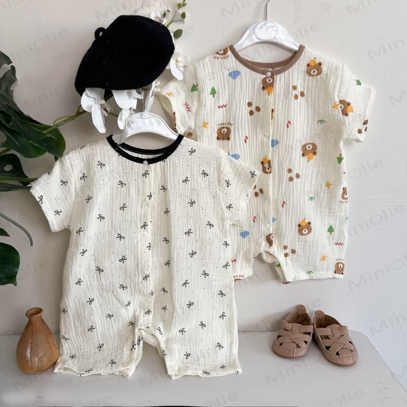 Weißer Baby mit kurzen Ärmeln und Strampler - image 1
