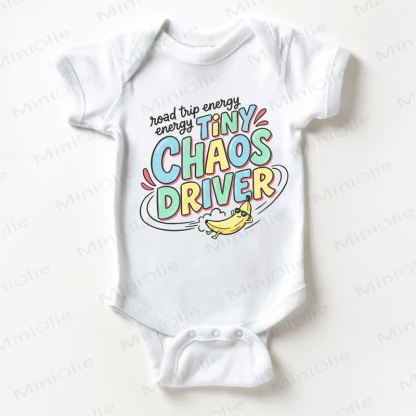 ROAD TRIP ENERGY ENERGY TINY CHAOS DRIVER Baby Slogan White Bodysuit - Weiß - 18-24M - image 1