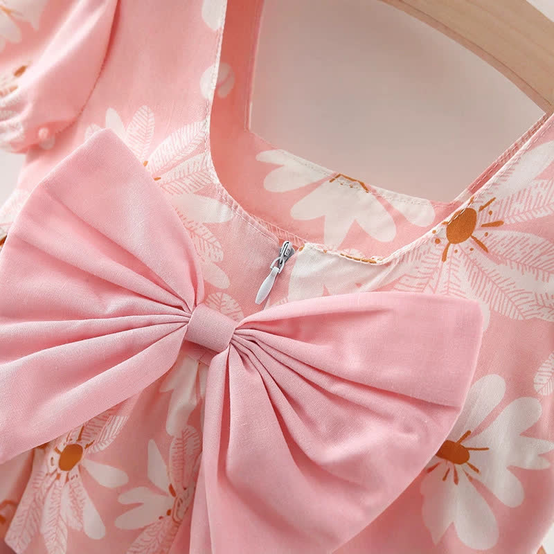 Kleinkind Baby Mädchen - Kleid mit Gänseblümchenmuster , Schleife und Puffärmeln - image 9