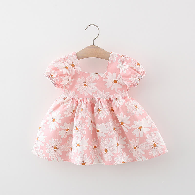 Kleinkind Baby Mädchen - Kleid mit Gänseblümchenmuster , Schleife und Puffärmeln - image 5