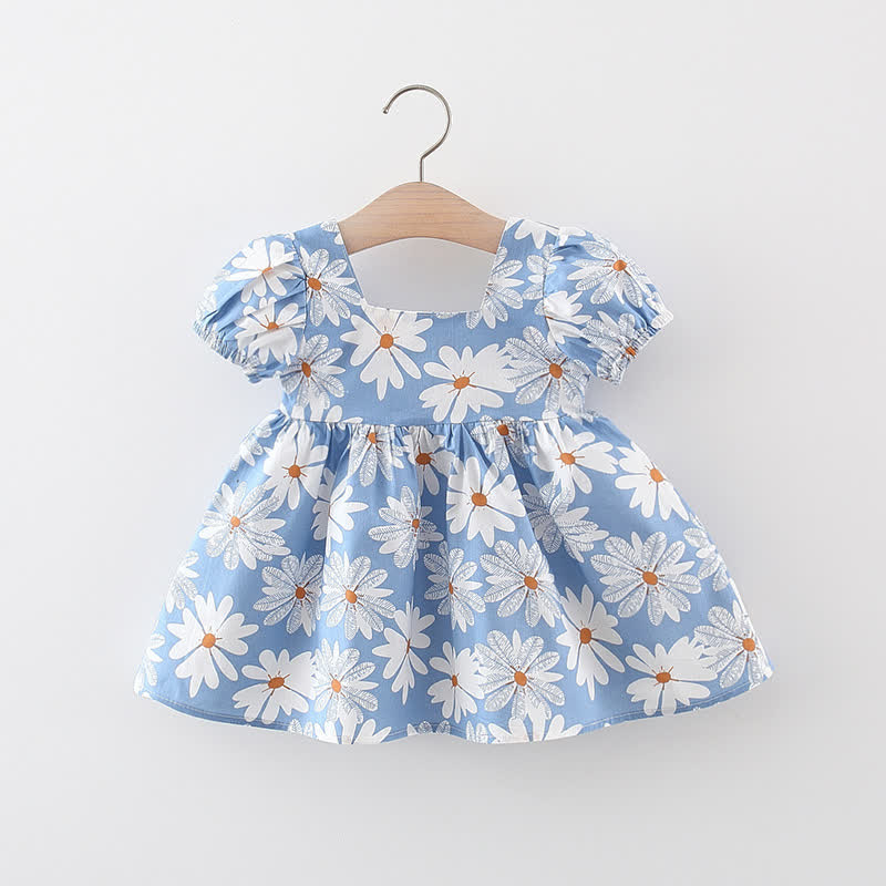Kleinkind Baby Mädchen - Kleid mit Gänseblümchenmuster , Schleife und Puffärmeln - image 4