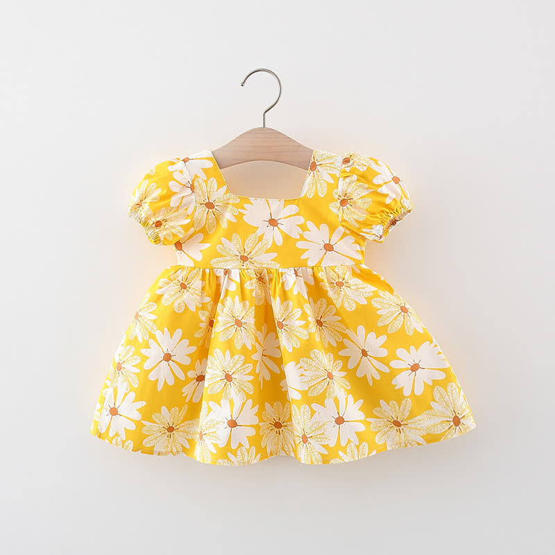 Kleinkind Baby Mädchen - Kleid mit Gänseblümchenmuster , Schleife und Puffärmeln - image 6