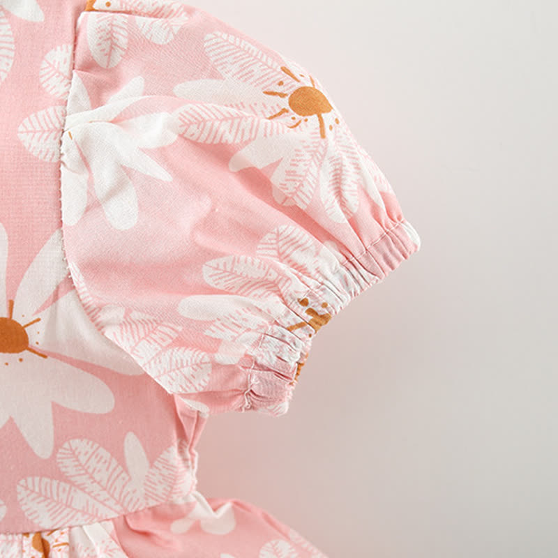 Kleinkind Baby Mädchen - Kleid mit Gänseblümchenmuster , Schleife und Puffärmeln - image 10