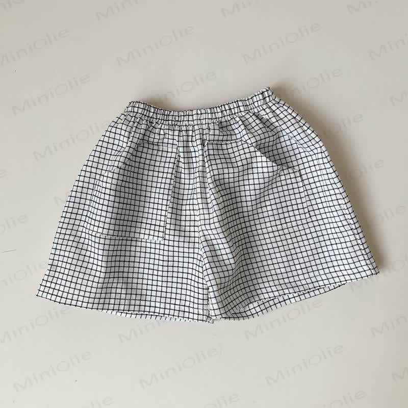Baby Baumwoll-Loungewear Shorts - Weiß Plaid - 2-3J - image 4