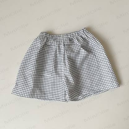 Baby Baumwoll-Loungewear Shorts - Weiß Plaid - 2-3J - image 4