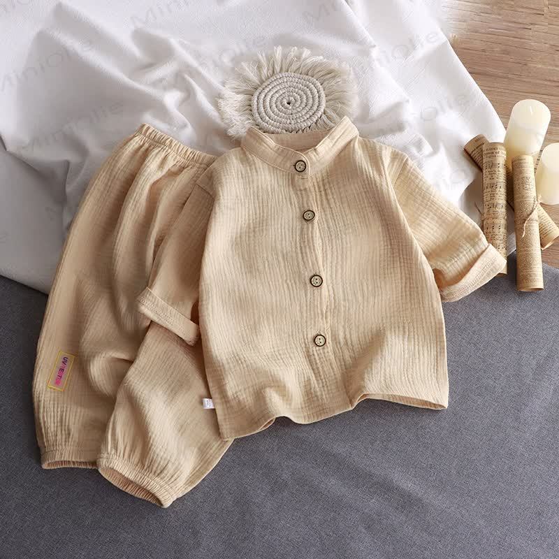 Kleinkind Set aus knitterfreiem Baumwollhemd und Hose , 2-teilig - Khaki - 8-9J - image 3