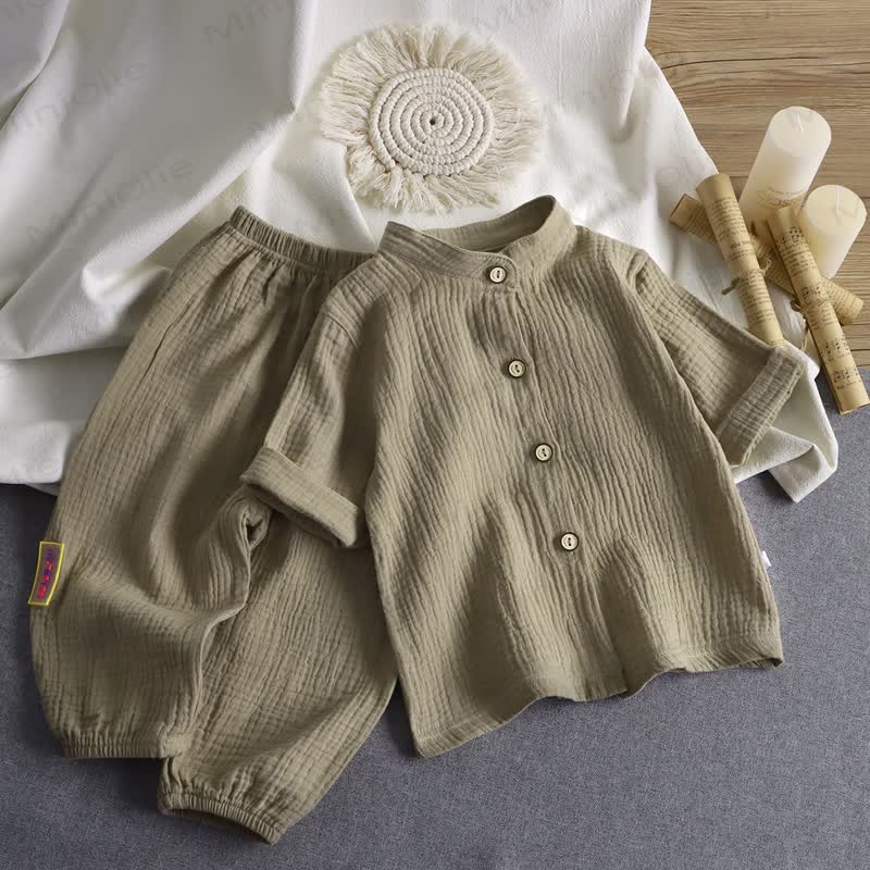 Kleinkind Set aus knitterfreiem Baumwollhemd und Hose , 2-teilig - Grau - 8-9J - image 5