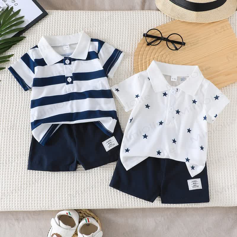 Baby Poloshirt und Shorts , 2-teiliges Set mit Streifen - Blau - 2-3J - image 2