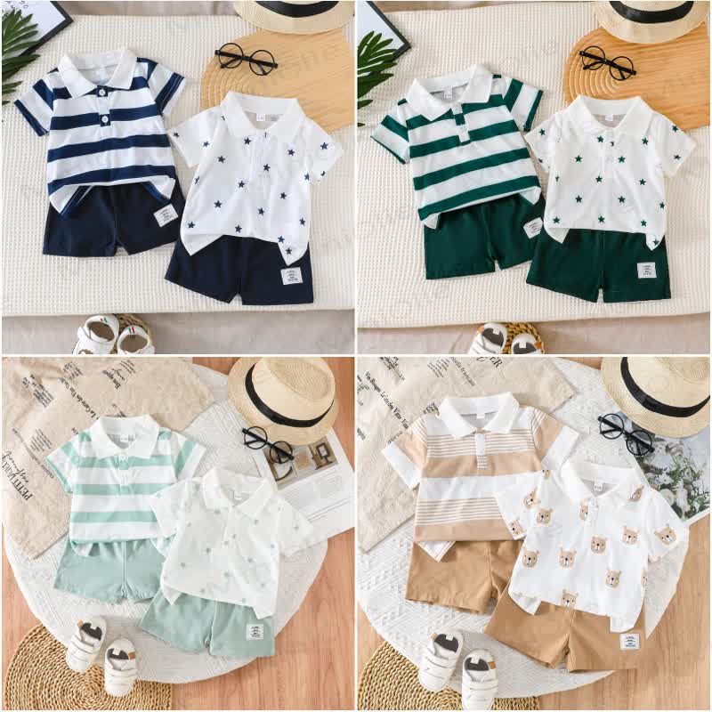 Baby Poloshirt und Shorts , 2-teiliges Set mit Streifen - image 1