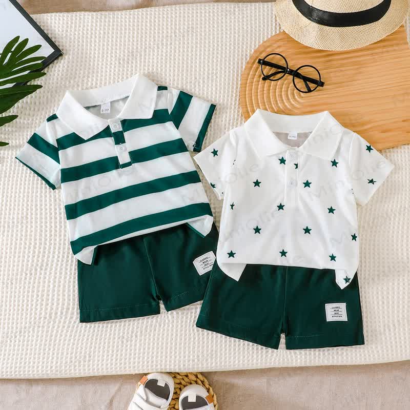 Baby Poloshirt und Shorts , 2-teiliges Set mit Streifen - Grün - 2-3J - image 3