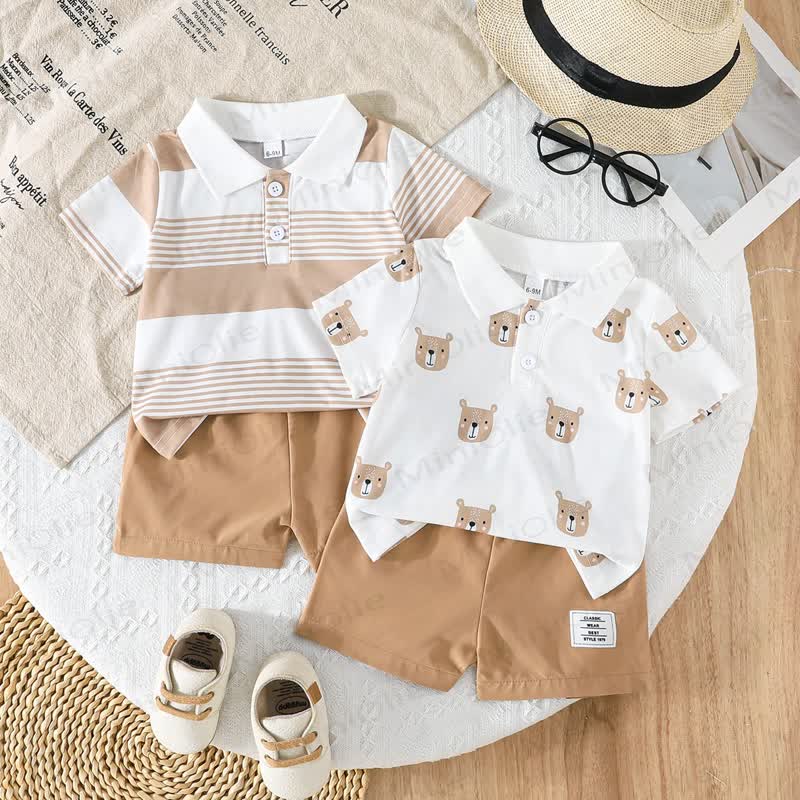Baby Poloshirt und Shorts , 2-teiliges Set mit Streifen - Aprikose - 2-3J - image 5