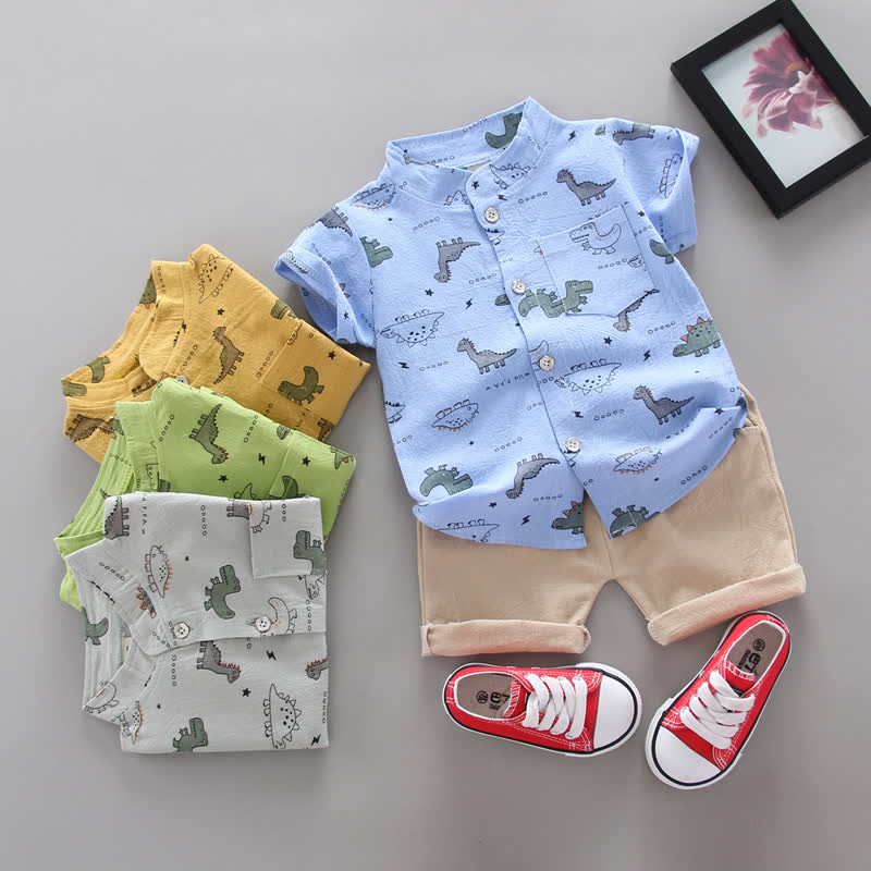 Baby Set mit Dino -Cartoon-Print: T-Stück und Shorts , 2-teilig - image 1