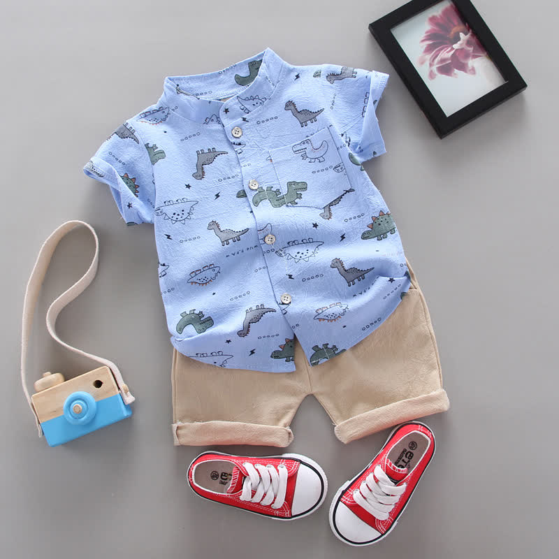 Baby Set mit Dino -Cartoon-Print: T-Stück und Shorts , 2-teilig - Blau - 3-4J - image 5