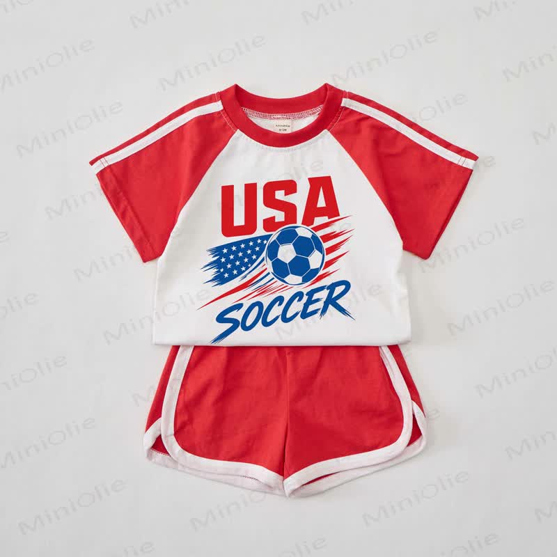 USA SOCCER Baby Rotes Fußball-T-Shirt Set - Rot - 2-3J - image 1