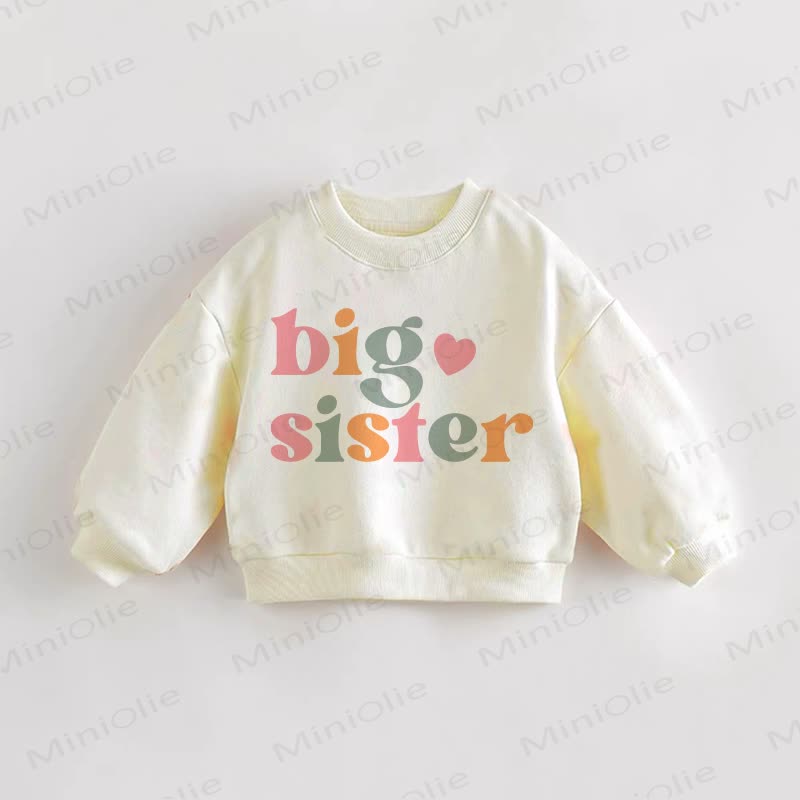 Baby Kleinkind Sweatshirt „BIG SISTER“ - Creme - 3-5J - image 1