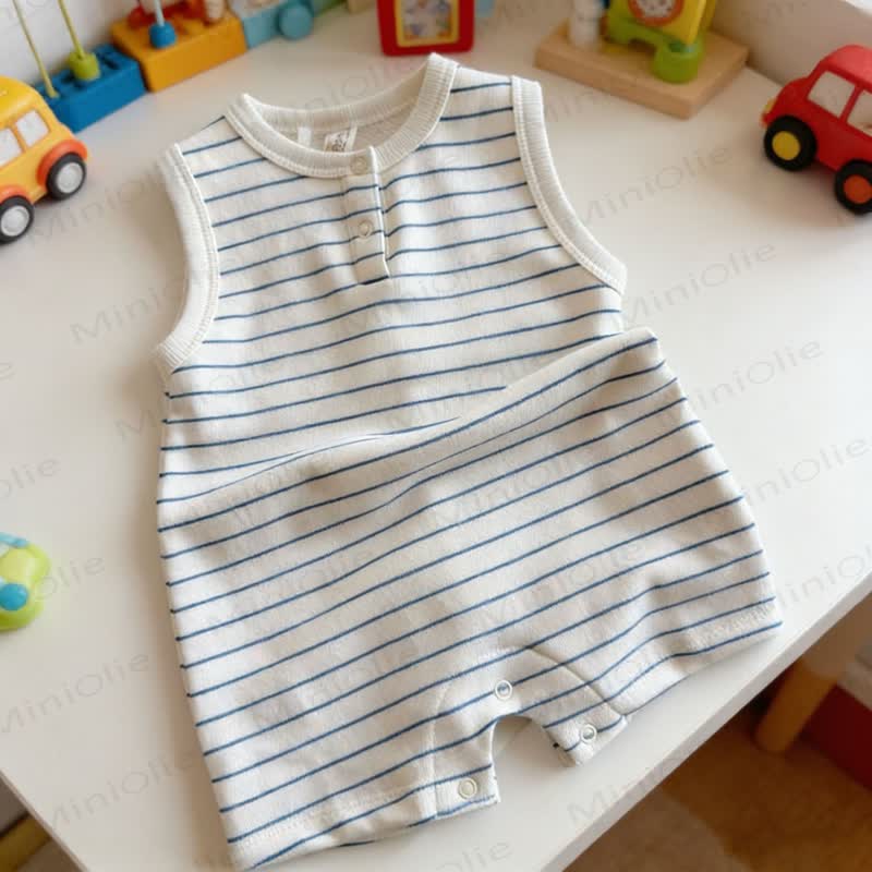 Strampler Baby Strampler aus weicher Baumwolle mit Streifen - Blau - 2-3J - image 1