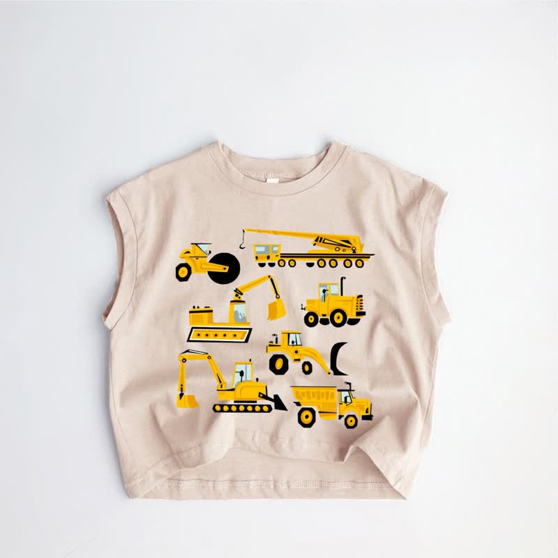 Khakifarbenes Tanktop mit LKW -Print für Baby und Kleinkind - Khaki - 3-5J - image 1