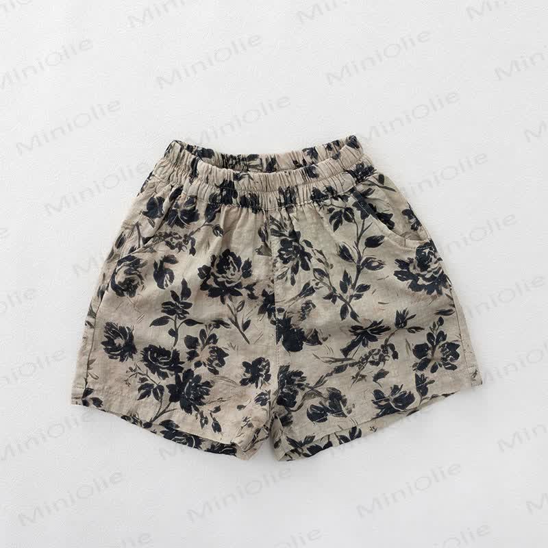 Shorts mit Blumen Blumenmuster für Kleinkind-Mädchen - Khaki - 6-7J - image 3