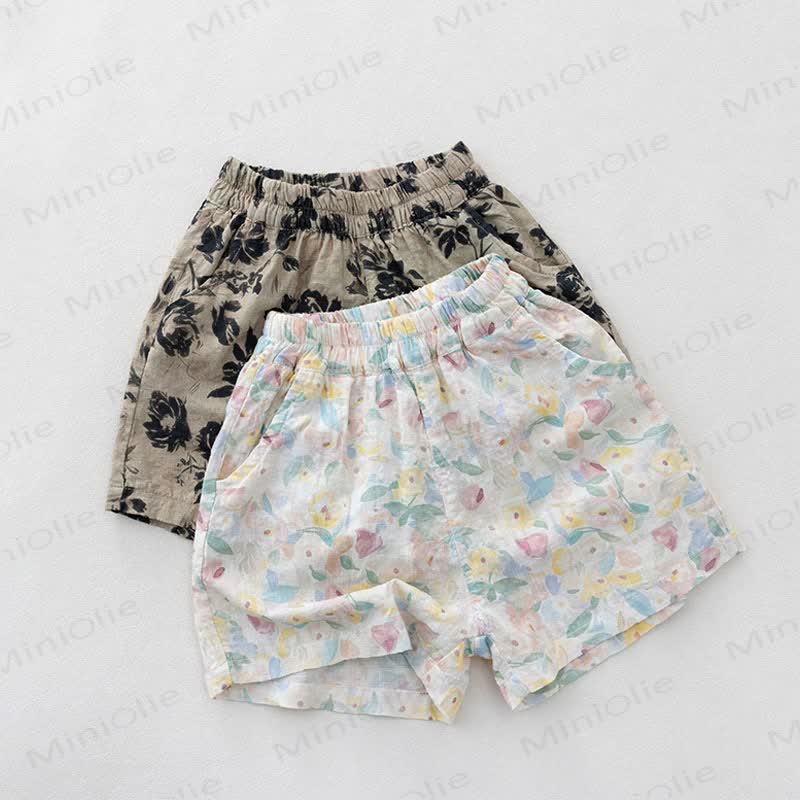 Shorts mit Blumen Blumenmuster für Kleinkind-Mädchen - image 1