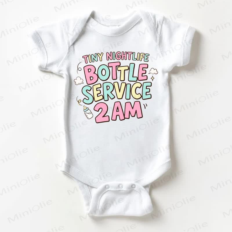 TINY NIGHTLIFE BOTTLE SERVICE 2 AM Baby Slogan Weißer Bodysuit - Weiß - 18-24M - image 1