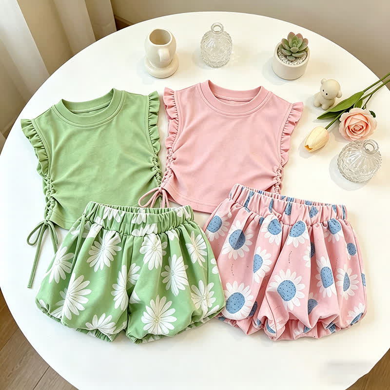2-teiliges Set für Kleinkind : Blumen Spitze und Shorts - image 7