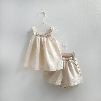2-teiliges Set für Baby, Mädchen : Trägertop und Shorts - Beige - 4-5J - image 2