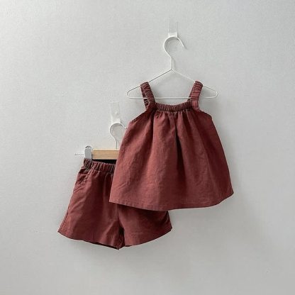 2-teiliges Set für Baby, Mädchen : Trägertop und Shorts - Rot - 4-5J - image 3